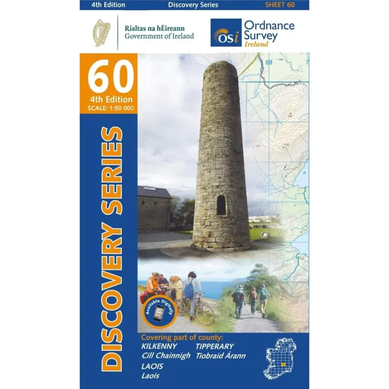 OSI Discovery Series Sheet 60 Kilkenny Laois Tipperary Map 4th Edition 2021 in Blue