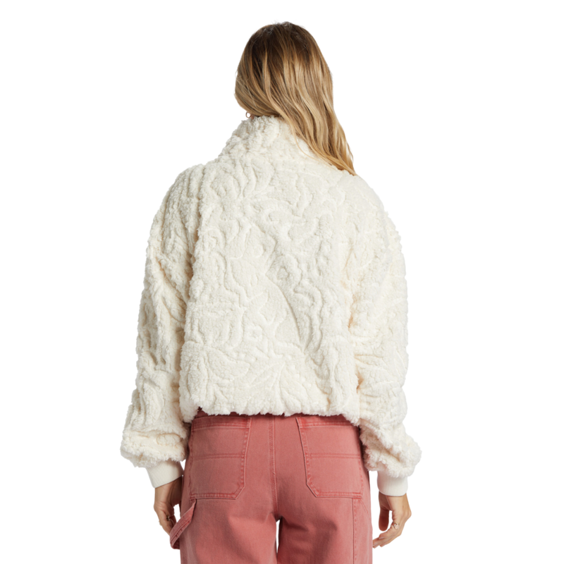 Billabong Womens Time Off Half Zip Fleece in White Cap 2-1