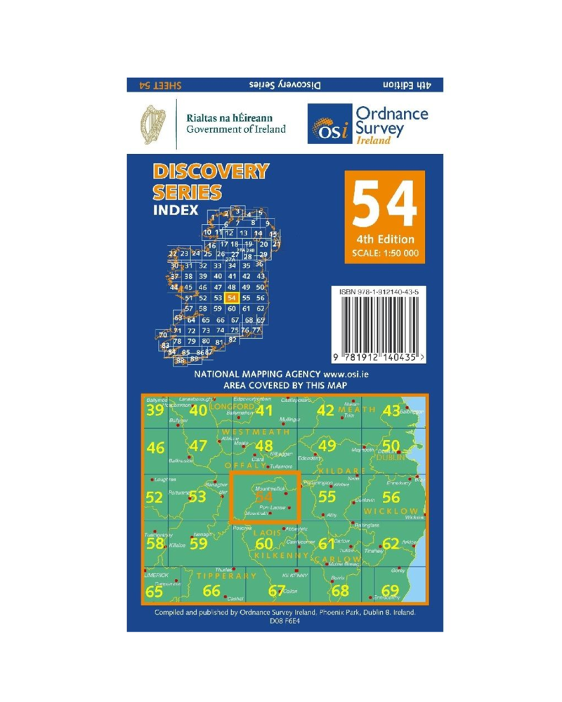 OSI Discovery Series Sheet 54 Laois Offaly Tipperary Map 4th Edition 2024 in Blue-1