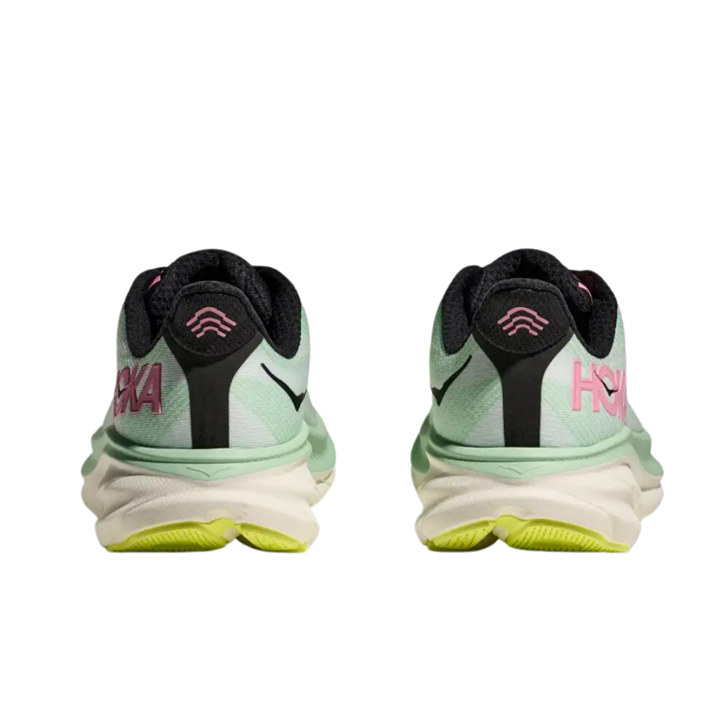 Hoka Womens Clifton 9 in Mint Fluorite / Snow Melt-2
