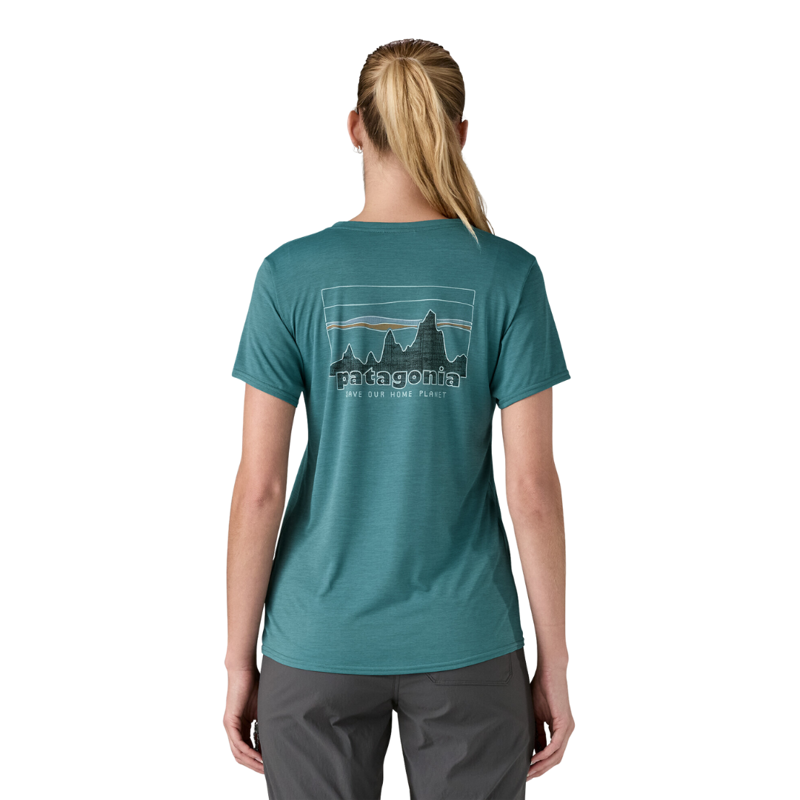Patagonia Womens Cap Cool Daily Graphic Shirt in 73 Skyline / Wetland Blue X-Dye-1