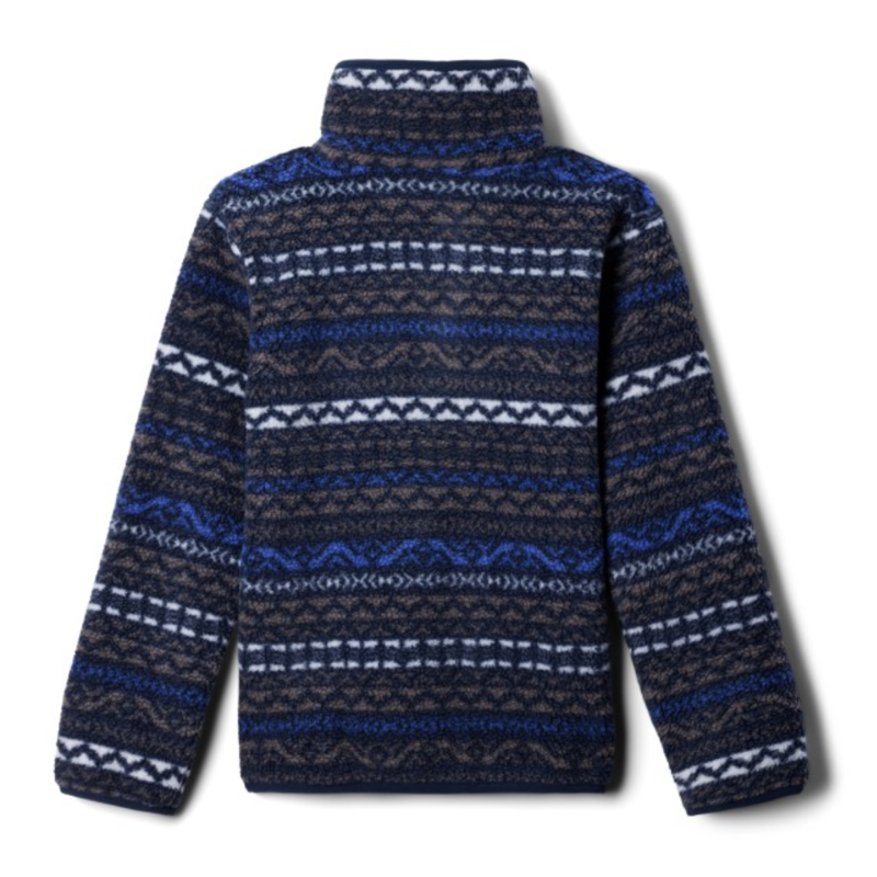 Columbia Kids Helvetia II Printed Half Snap Fleece in Columbia Grey Madras / Mountain Blue / Collegiate Navy Binding-1
