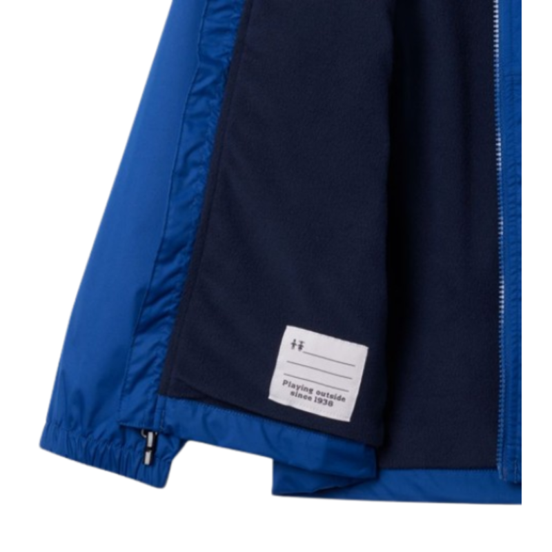 Columbia Kids Rainy Trails II Fleece Lined Jacket in Mountain Blue / Collegiate Navy Slub-2