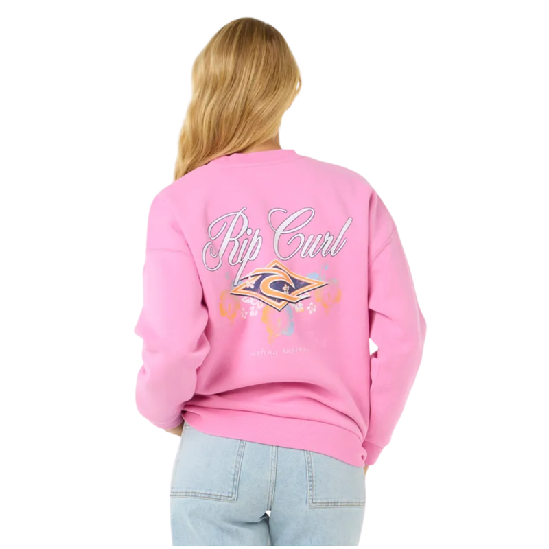 Ripcurl Womens Hibiscus Diamond Heritage Crew in Pink-1