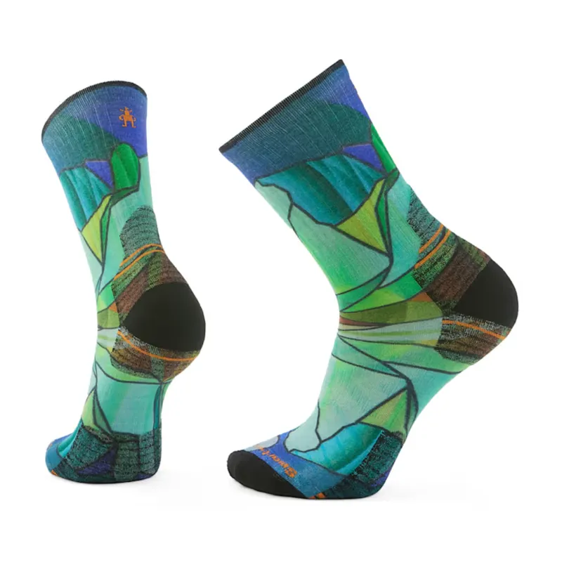 Smartwool Hike Targeted Cushion Mirror Mountain Print Crew Socks in Capri