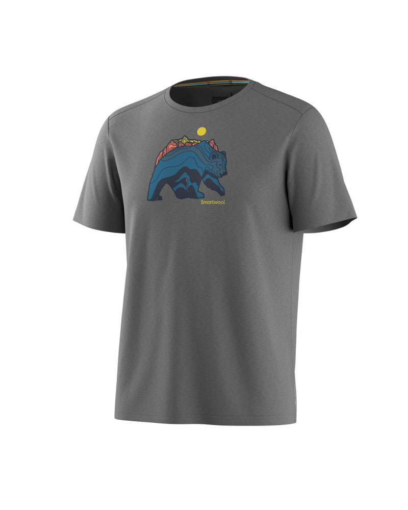 Smartwool Mens Bear Strata Active Short Sleeve Graphic Tee in Light Grey Heather-1