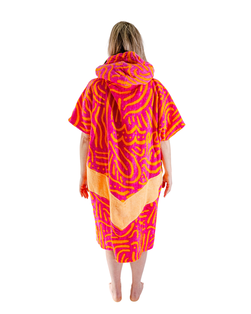 All In Womens V Poncho in Matis Rose-1