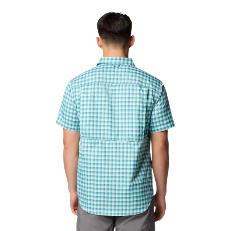 Columbia Mens Silver Ridge Utility Lite Novelty S/S Shirt in Ripple Blue Pulaski Plaid-1