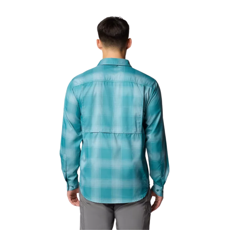 Columbia Mens Silver Ridge Utility Lite Plaid L/S Shirt in River Blue Large Blur Check-1