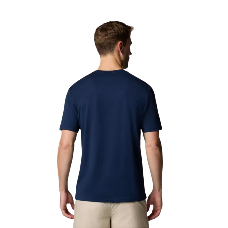 Columbia Mens Path Lake Graphic Tee II in Collegiate Navy Circular Linescape-1