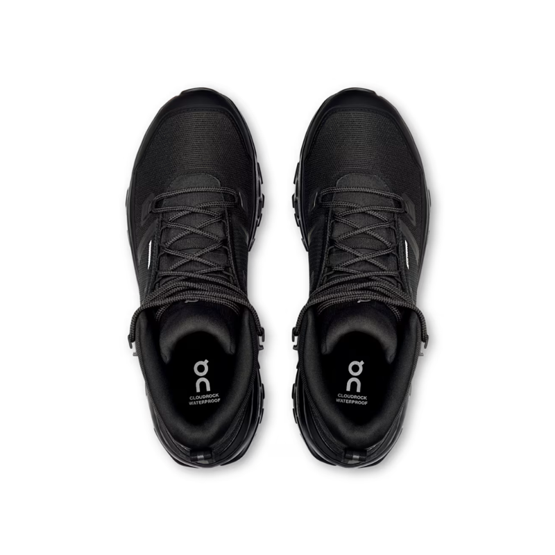 On Mens Cloudrock Mid Waterproof in Black / Black-1