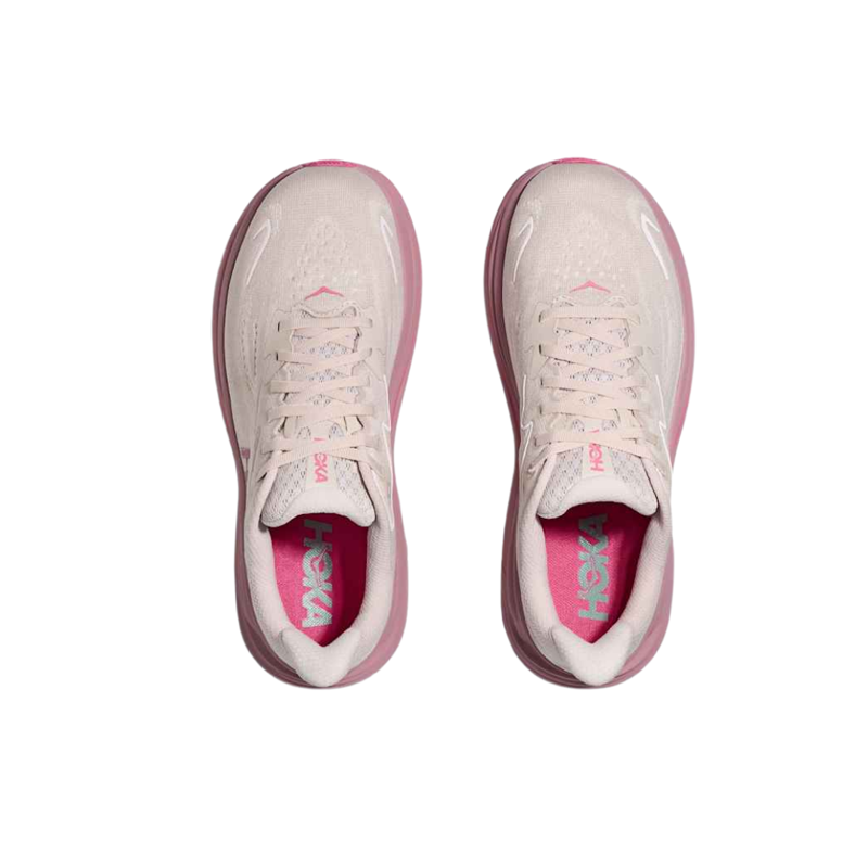 Hoka Womens Clifton 10 Wide Running Shoes in Rose Cream / Dried Rose-1