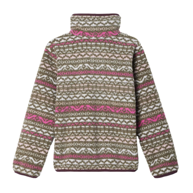 Columbia Kids Helvetia II Printed Half Snap Fleece in Pink Ice Madras-1