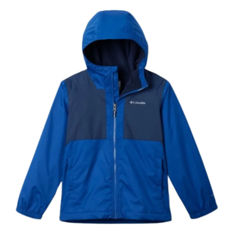 Columbia Kids Rainy Trails II Fleece Lined Jacket in Mountain Blue / Collegiate Navy Slub