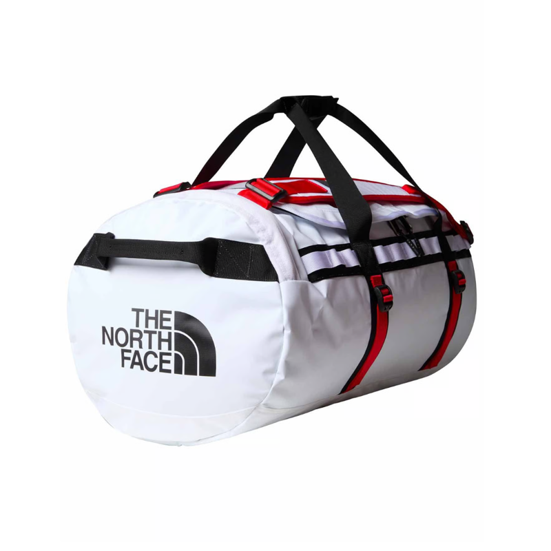 The North Face Base Camp Duffel Small in TNF White / TNF Black / Elevation Red