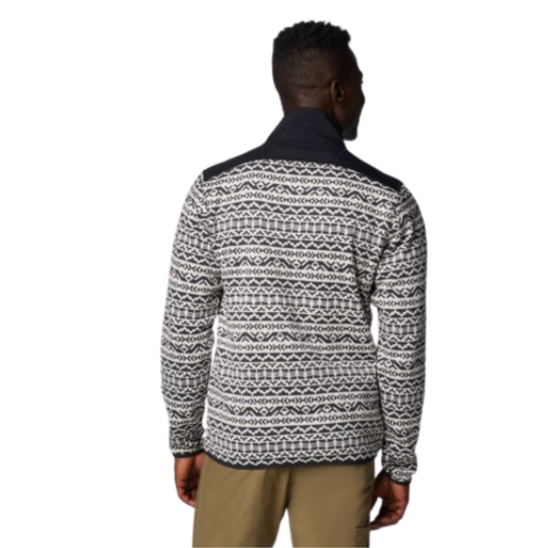 Columbia Mens Sweater Weather Printed Half Zip II in Dark Stone Madras Multi-1