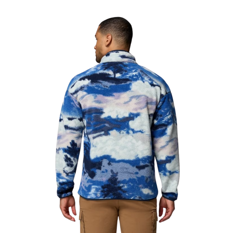 Columbia Mens Helvetia II Printed Half Snap Fleece in Collegiate Navy-1