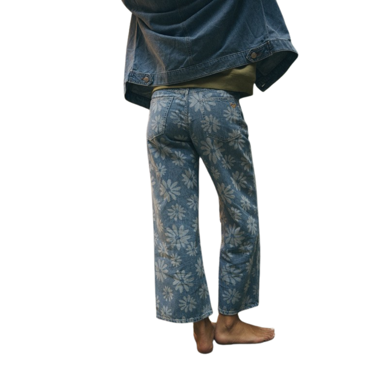 Roxy Womens Boogie Night Mid Surf Wash Wide Leg Denim Jeans in Surf Wash-1