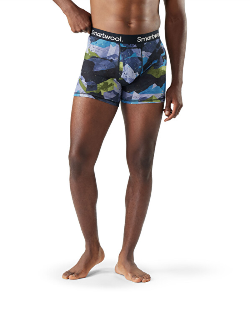 Smartwool Mens Merino Print Boxer Brief in Blue Sum Sector