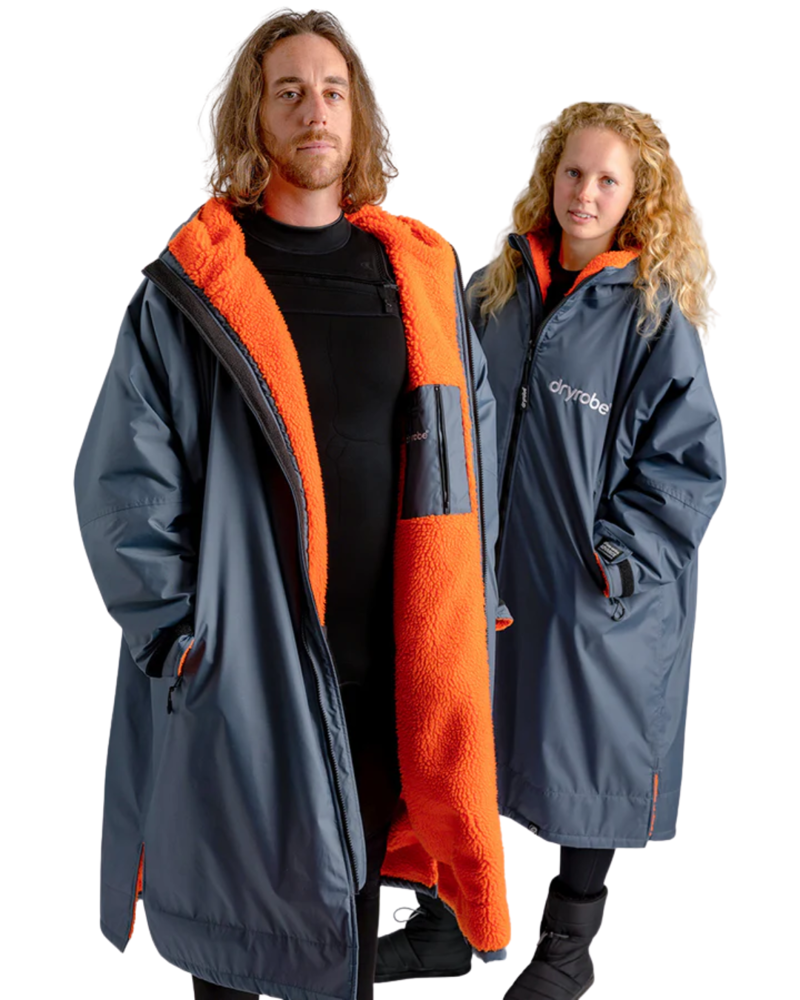 Dryrobe Adults Advance Long Sleeve in Dark Grey / Orange