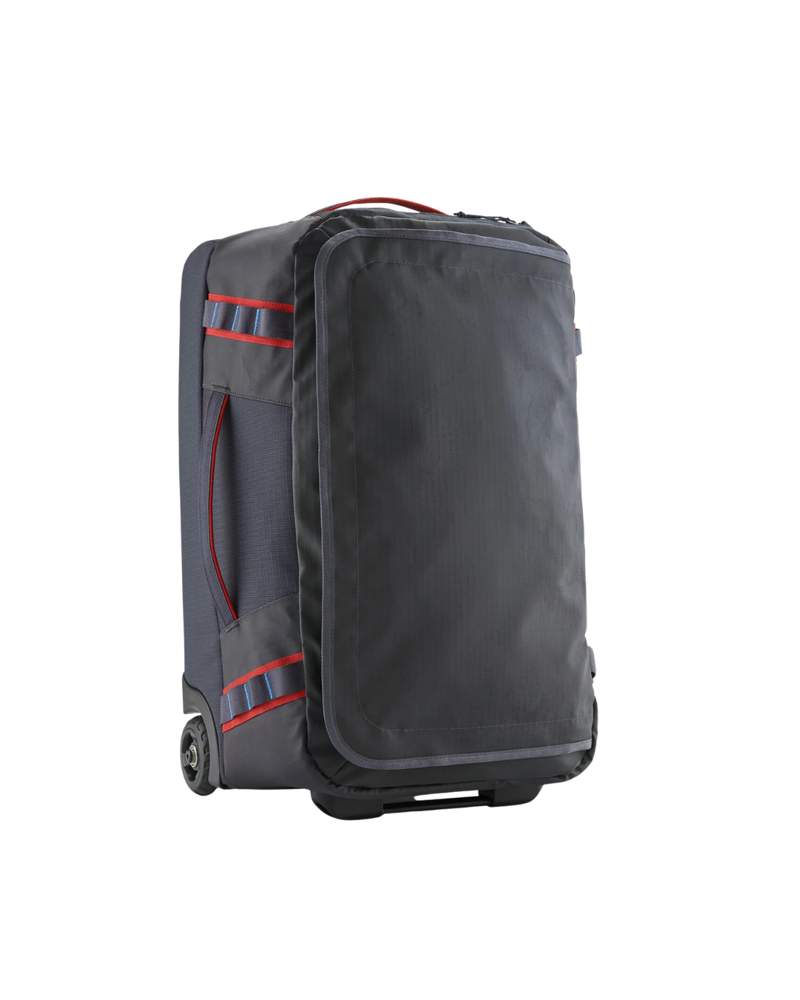 Patagonia Black Hole Wheeled Duffel 40L in Smolder Blue / Amanita Red