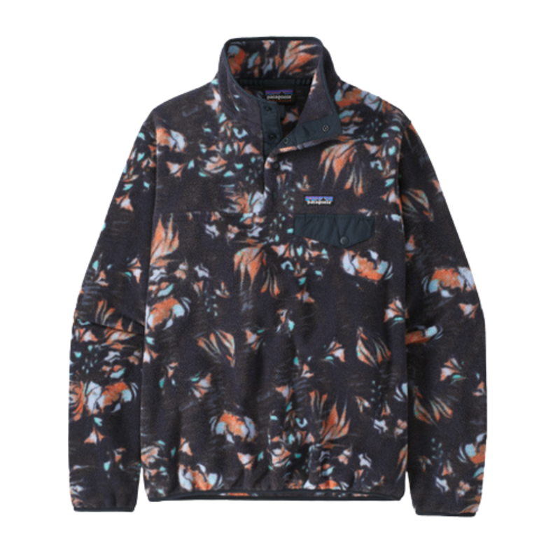 Patagonia Women's Lightweight Synchilla Snap-T Pullover in Swirl Floral/Pitch Blue