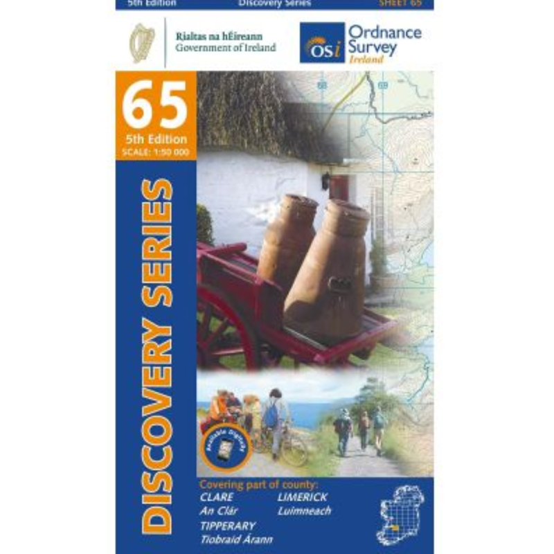 OSI Discovery Series Sheet 65 Clare Limerick Tipperary Map 5th Edition 2022 in Blue