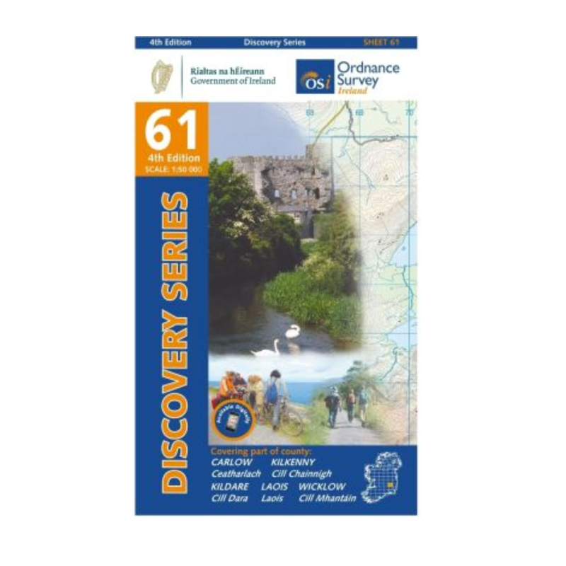 OSI Discovery Series Sheet 61 Carlow Kildare Kilkenny Laois Wicklow Map 4th Edition 2020 in Blue