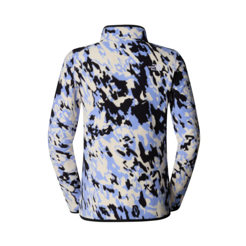 The North Face Womens 100 Glacier Printed 1/4 Zip in Virtual Blue Trail Grid Print-1