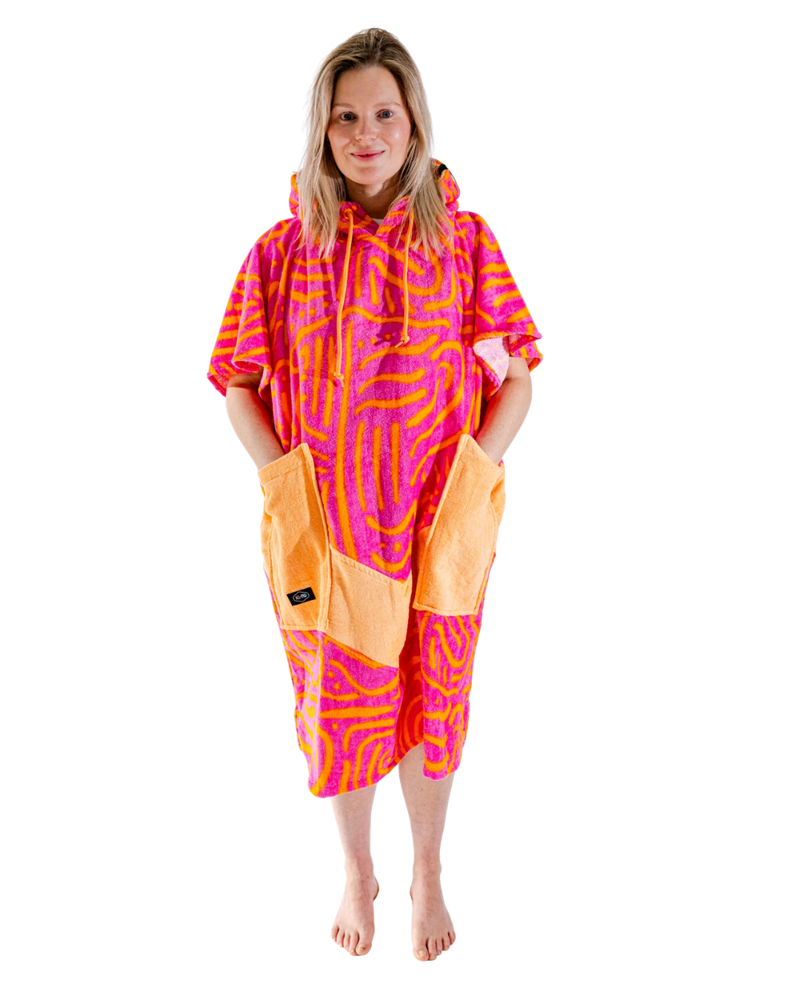 All In Womens V Poncho in Matis Rose