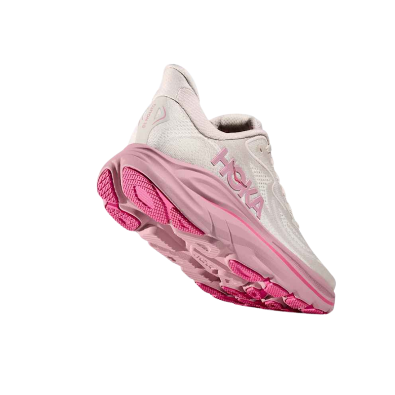 Hoka Womens Clifton 10 Wide Running Shoes in Rose Cream / Dried Rose-3