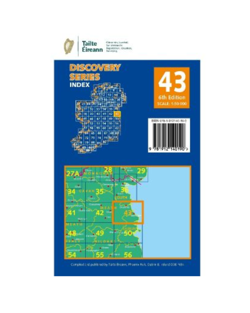 OSI Discovery Series Sheet 43 Dublin Louth Meath Map 6th Edition 2025 in Blue-1