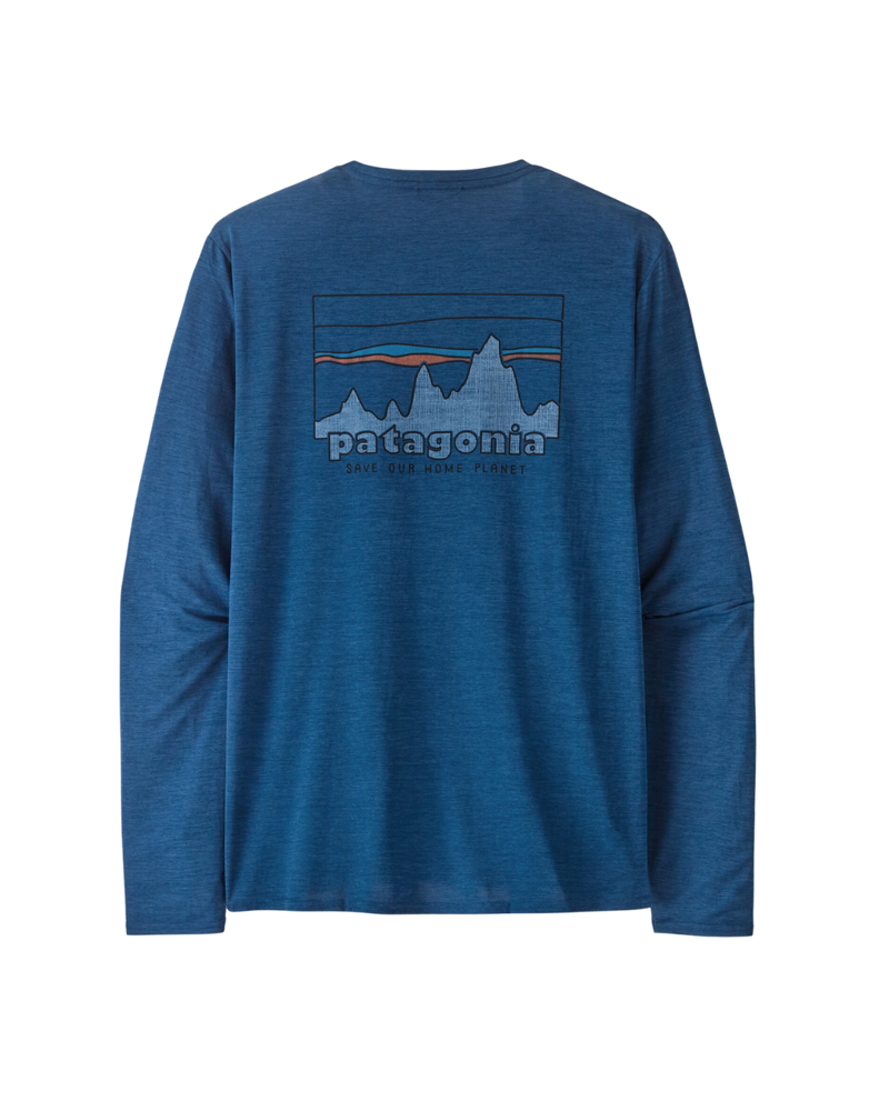 Patagonia Mens L/S Cap Cool Daily Graphic Shirt 73 in Skyline / Clement Blue X-Dye
