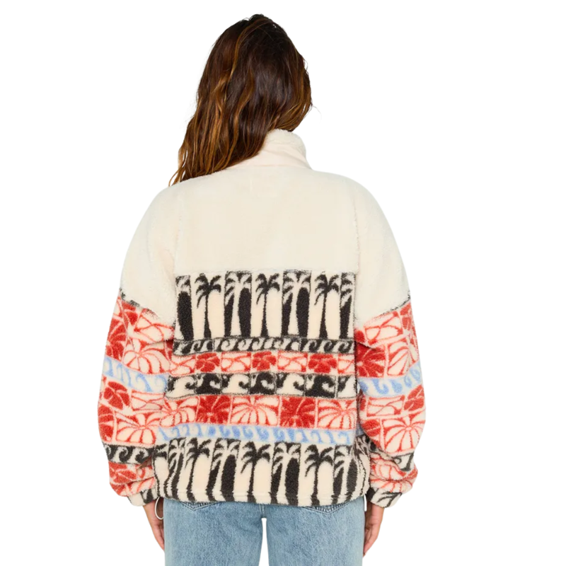 Rip Curl Womens Oceanic Zip Thru Polar Fleece in Beige-1