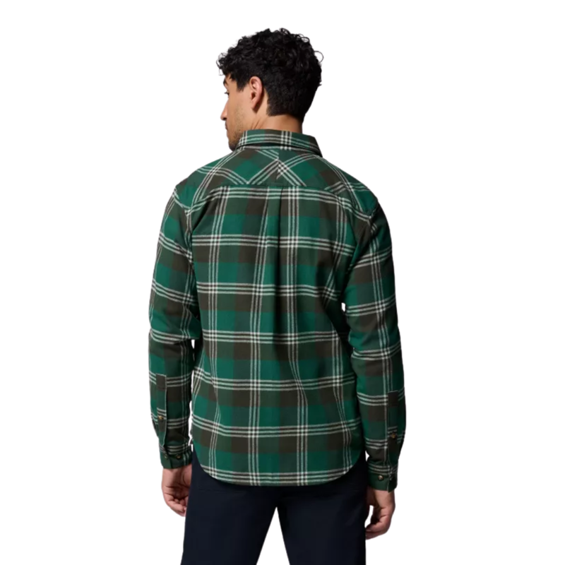 Columbia Mens Flare Gun Stretch Flannel in Rain Forest Trails Edge Plaid-1