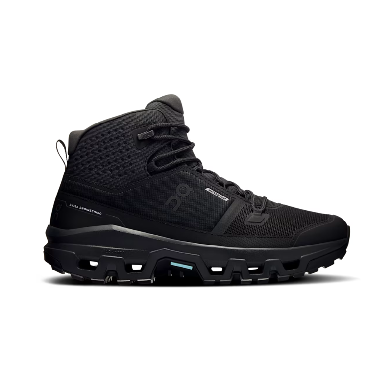 On Mens Cloudrock Mid Waterproof in Black / Black