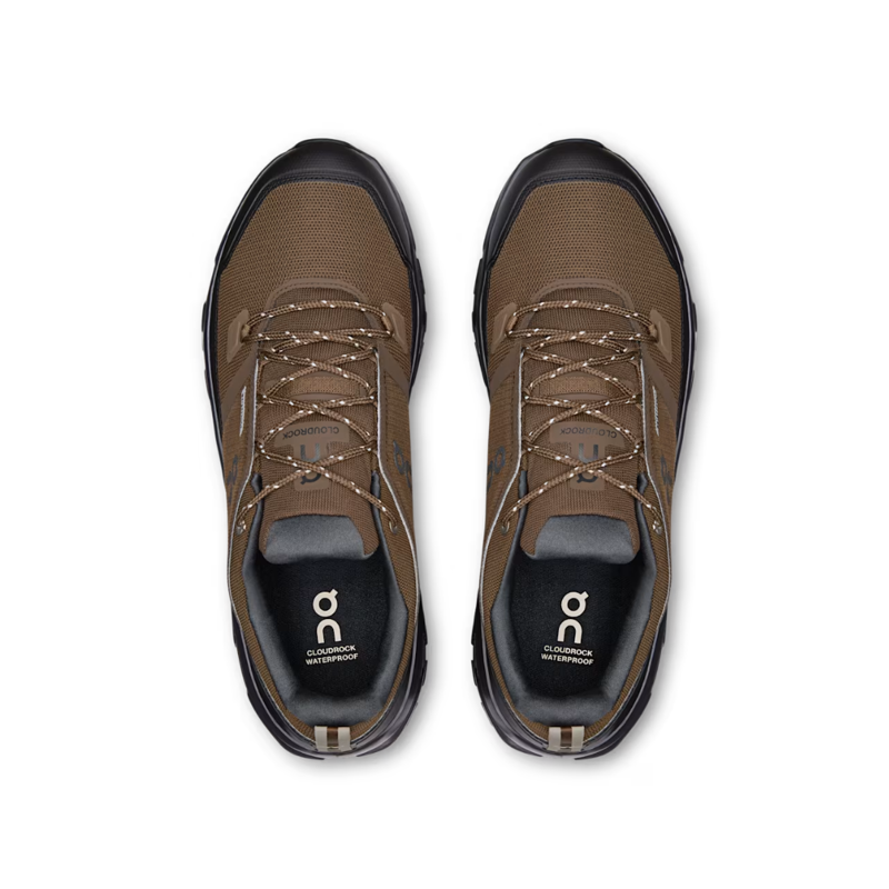 On Mens Cloudrock Low Waterproof in Earth / Black-1