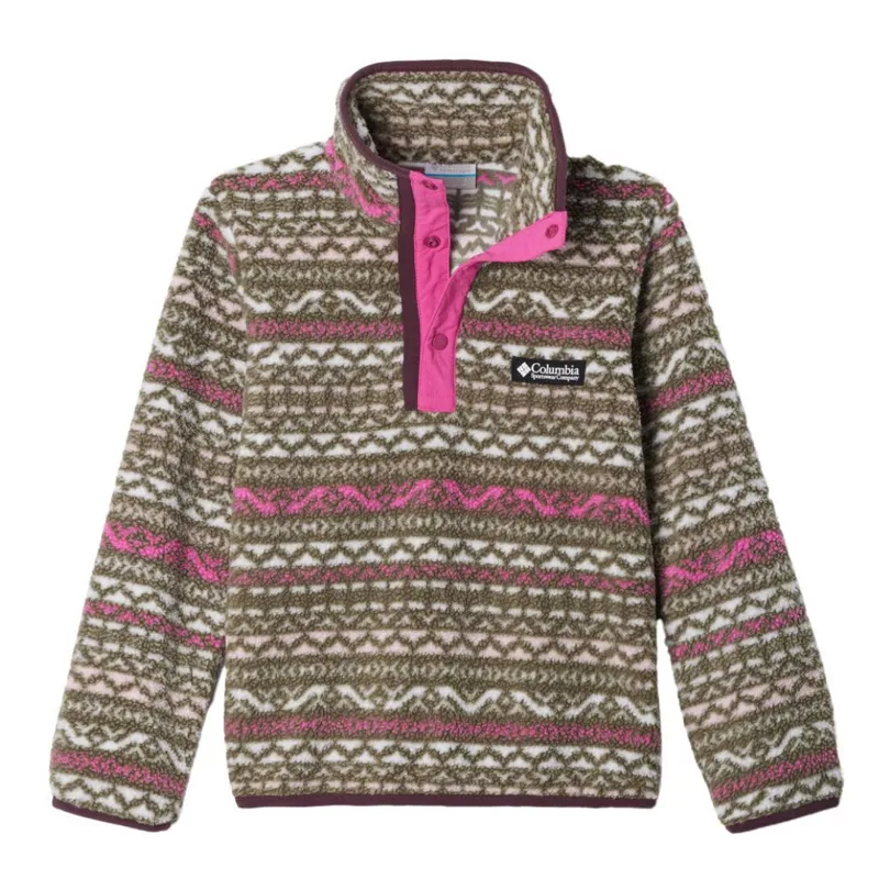 Columbia Kids Helvetia II Printed Half Snap Fleece in Pink Ice Madras
