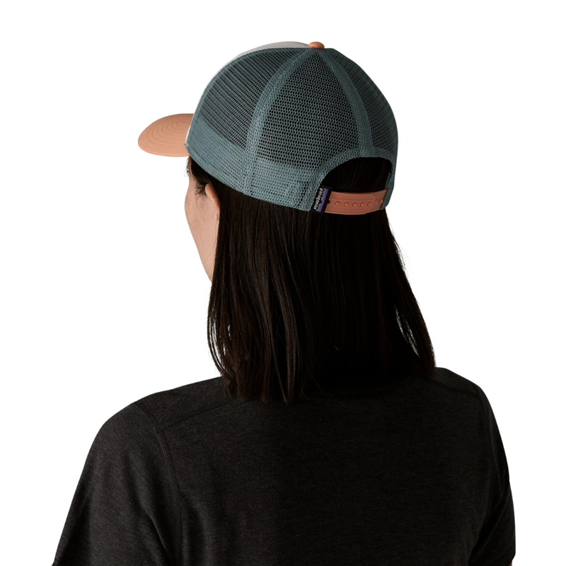 Patagonia P-6 Logo LoPro Trucker Hat in White / Peach Sherbet-2