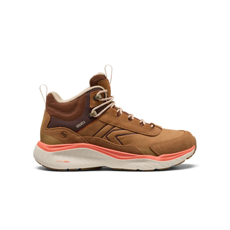 Keen Womens Leiki Leather Mid WP in Chipmunk / Birch
