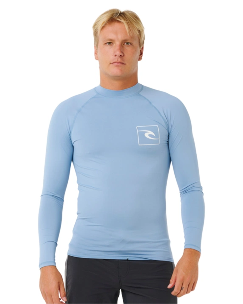 Rip Curl Mens Streamline UPF L/S Rash Vest in Faded Denim