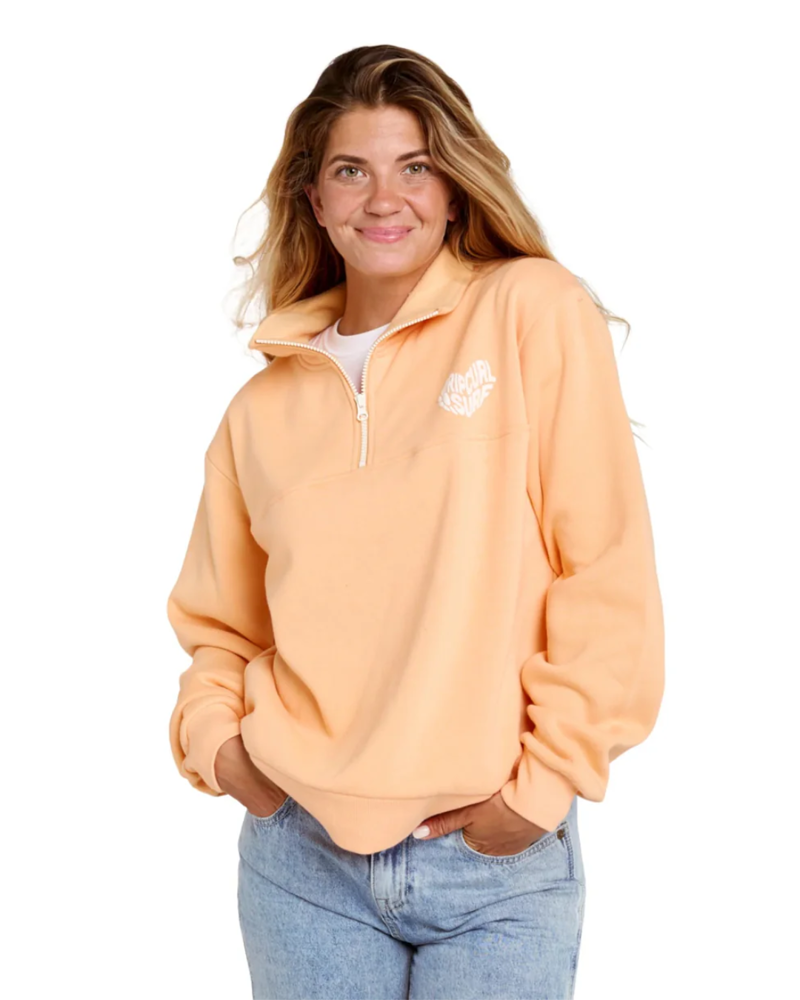 Rip Curl Womens RC Heart Half Zip Fleece in Peach