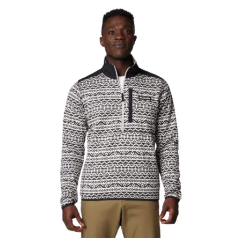 Columbia Mens Sweater Weather Printed Half Zip II in Dark Stone Madras Multi