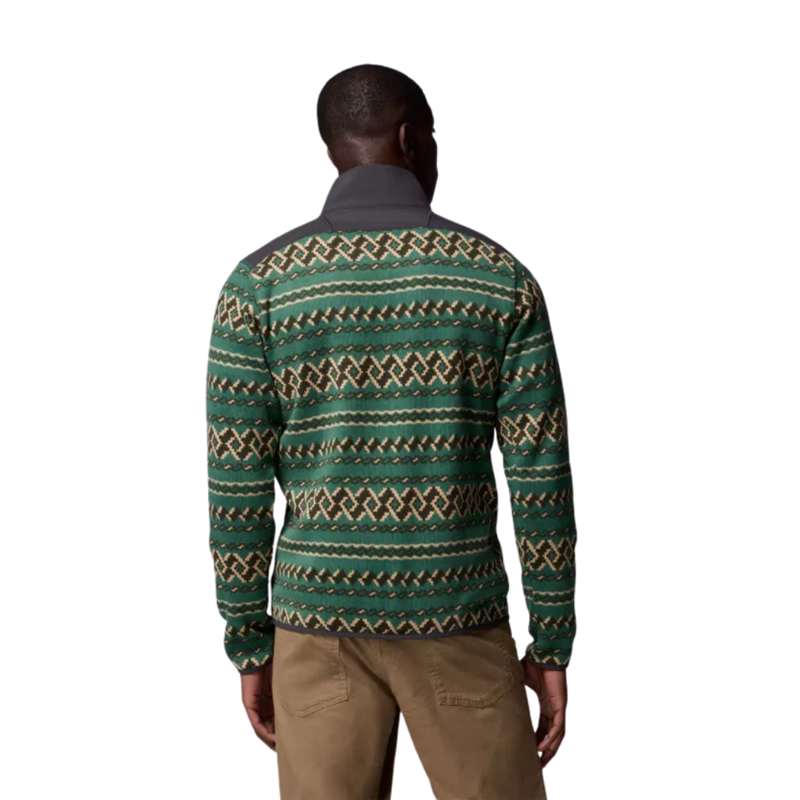 Columbia Mens Sweater Weather Printed Half Zip II in Rain Forest Knitknot-1