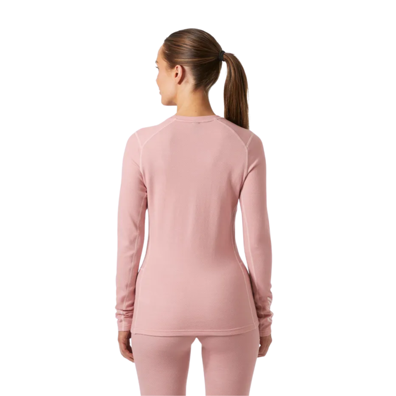 Helly Hansen Womens Lifa Merino Midweight Crew Base Layer in Pink Salt-1