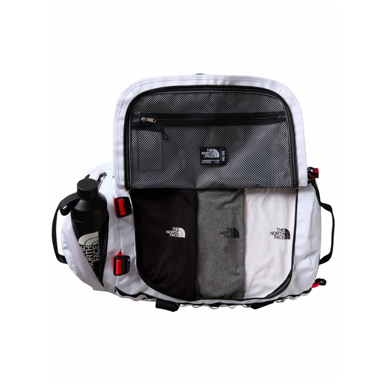 The North Face Base Camp Duffel Small in TNF White / TNF Black / Elevation Red-2
