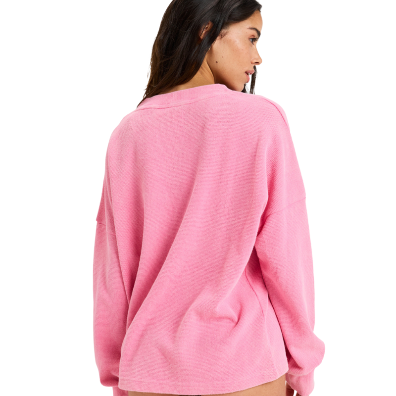 Roxy Womens Eastside Midweight L/S Crew Neck Top in Pink Cosmos-1