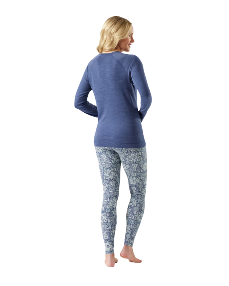 Smartwool Womens Classic Thermal Merino Base Layer Crew Boxed in Nightfall Blue Heather-1