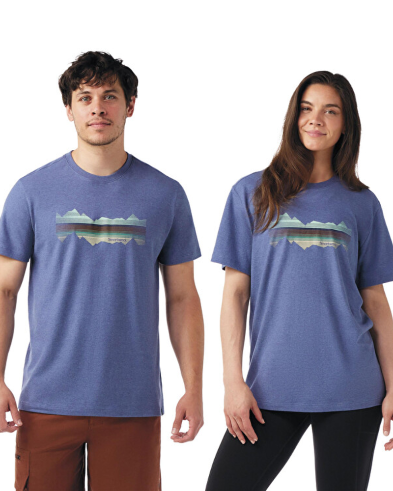 Smartwool Mens Mountain Horizon Short Sleeve Graphic Tee in Nightfall Blue