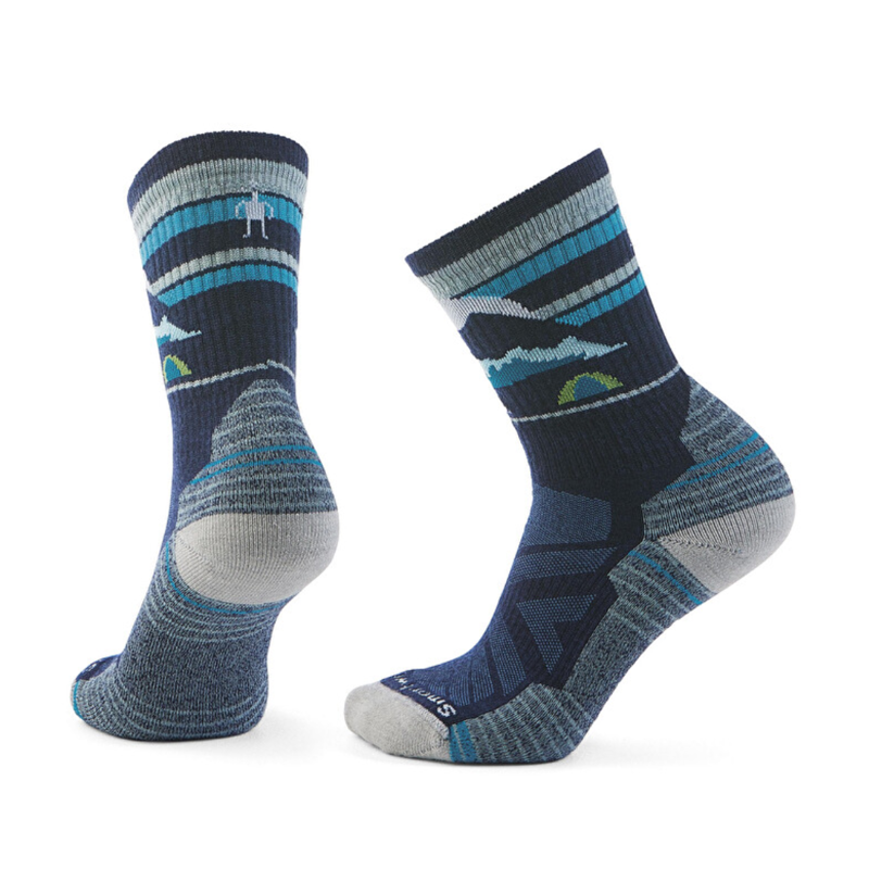 Smartwool Womens Hike Light Cushion Mountain Moon Crew Socks in Deep Navy